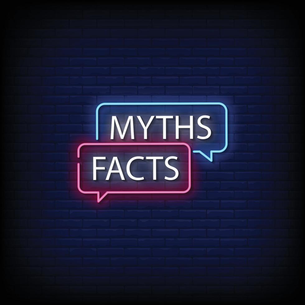 mythen feiten neonreclames stijl tekst vector