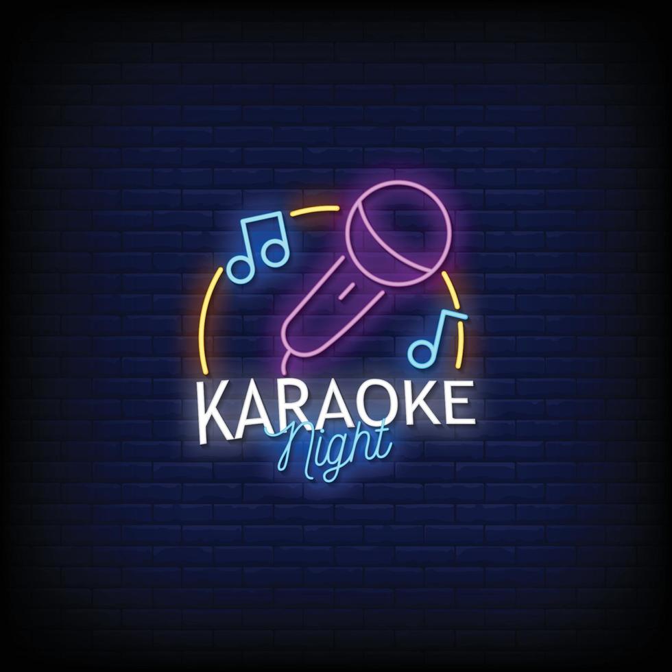karaoke nacht neonreclames stijl tekst vector