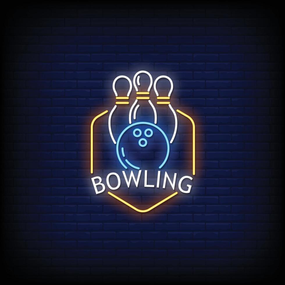 bowling neon tekenen stijl tekst vector