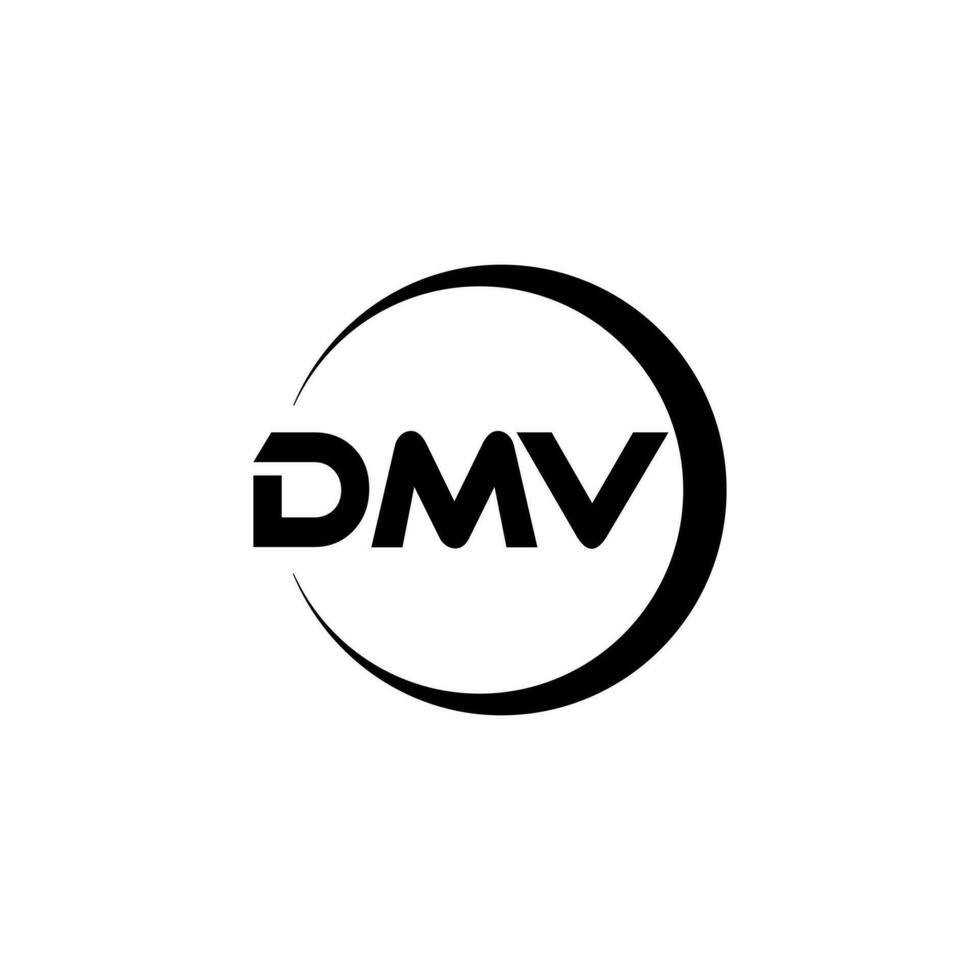 dmv brief logo ontwerp in illustratie. vector logo, schoonschrift ontwerpen voor logo, poster, uitnodiging, enz.