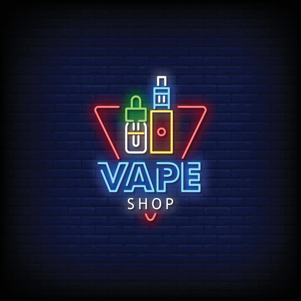 vape winkel neonreclames stijl tekst vector