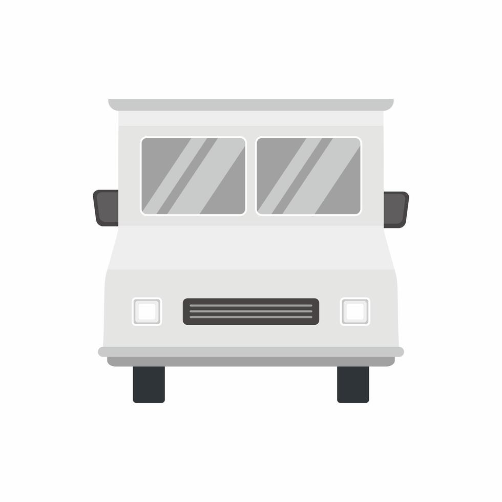 witte voedselvrachtwagen met vooraanzicht gedetailleerde vector cartoon vlakke stijl