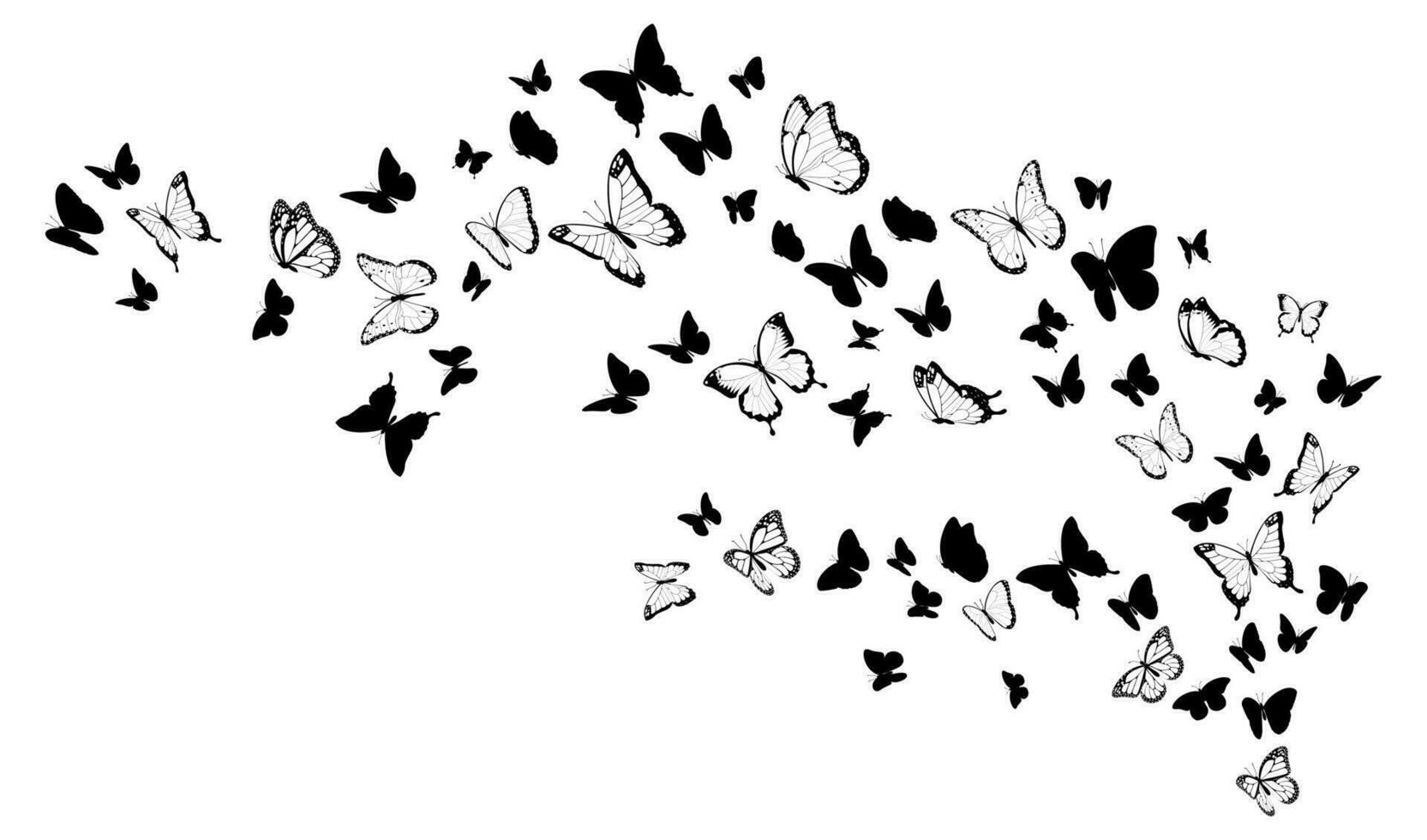 vliegend zwart silhouetten van vlinders. vector ontwerp element