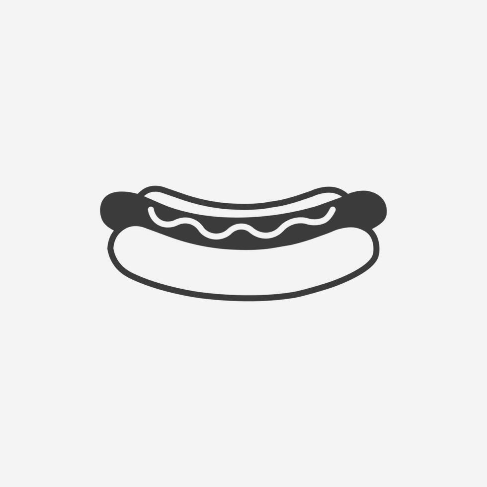 hotdog icoon. heet hond, menu, voedsel, straat voedsel, snel voedsel, worst symbool vector
