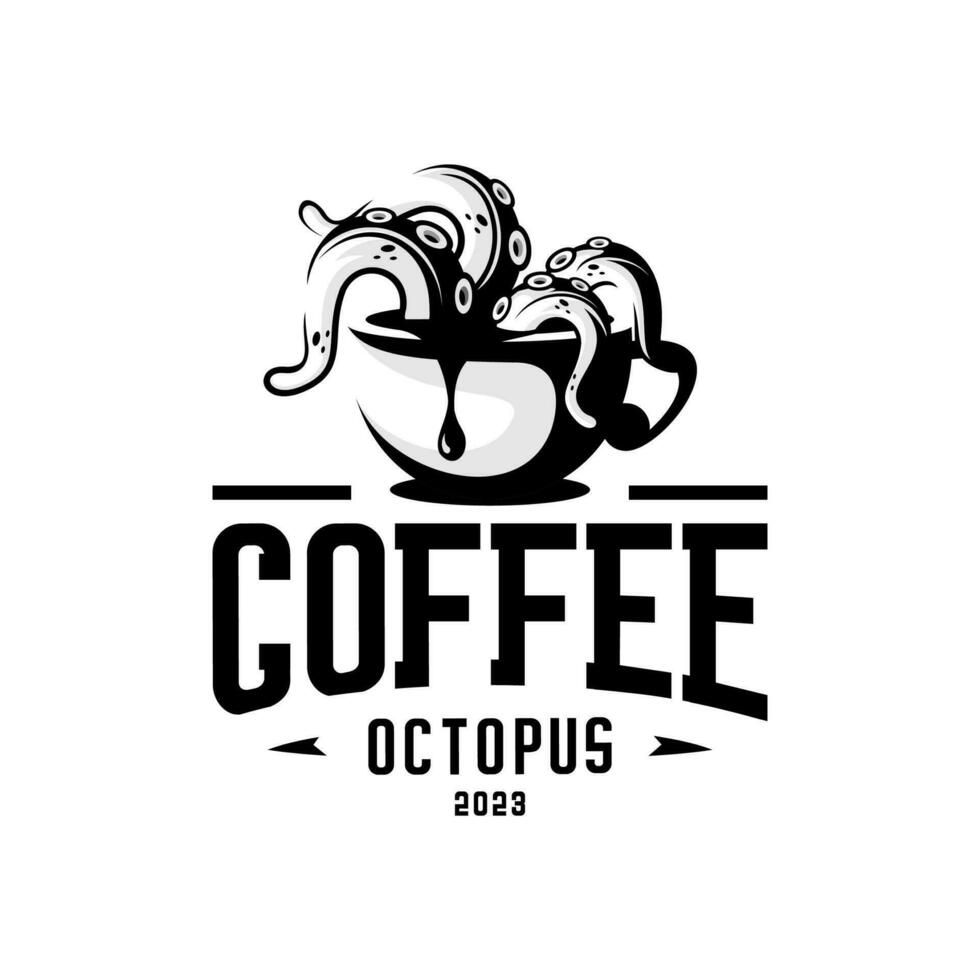 Octopus koffie zwart vector