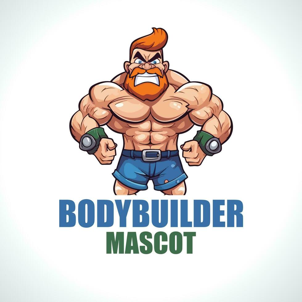 lichaam bouwer mascotte logo ontwerp vector