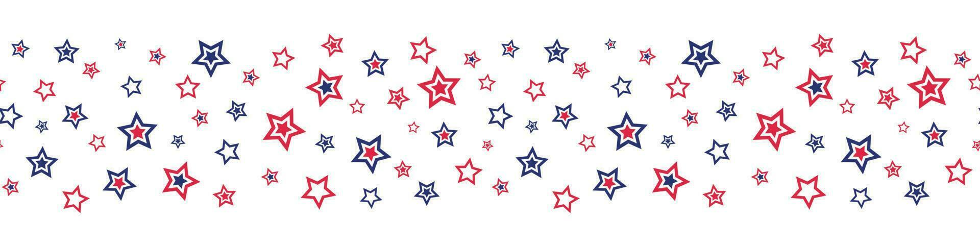 patriottisch naadloos grens met rood en blauw sterren voor 4e van juli vakantie. vector illustratie. geïsoleerd Aan wit achtergrond.