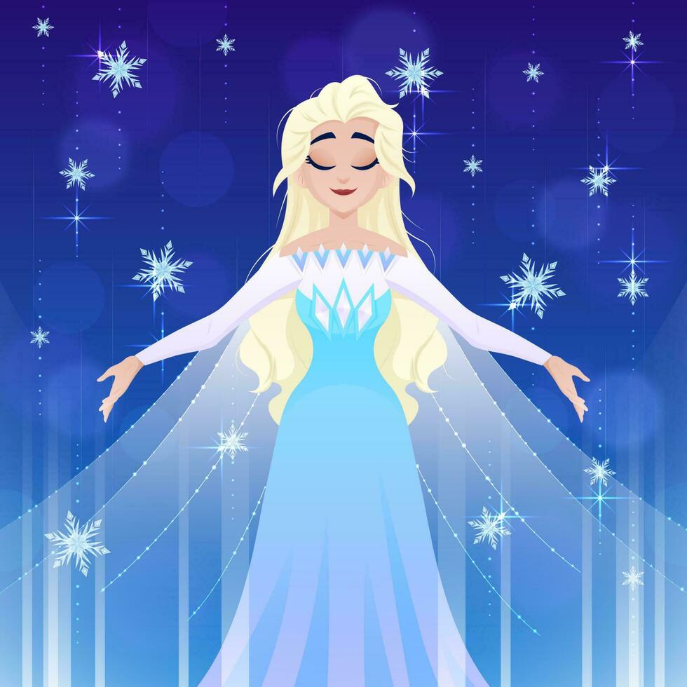 mooi sneeuw prinses met ijs magie vector