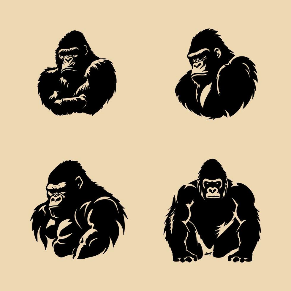 gorilla silhouetten hoog kwaliteit logo Aan beige achtergrond vector