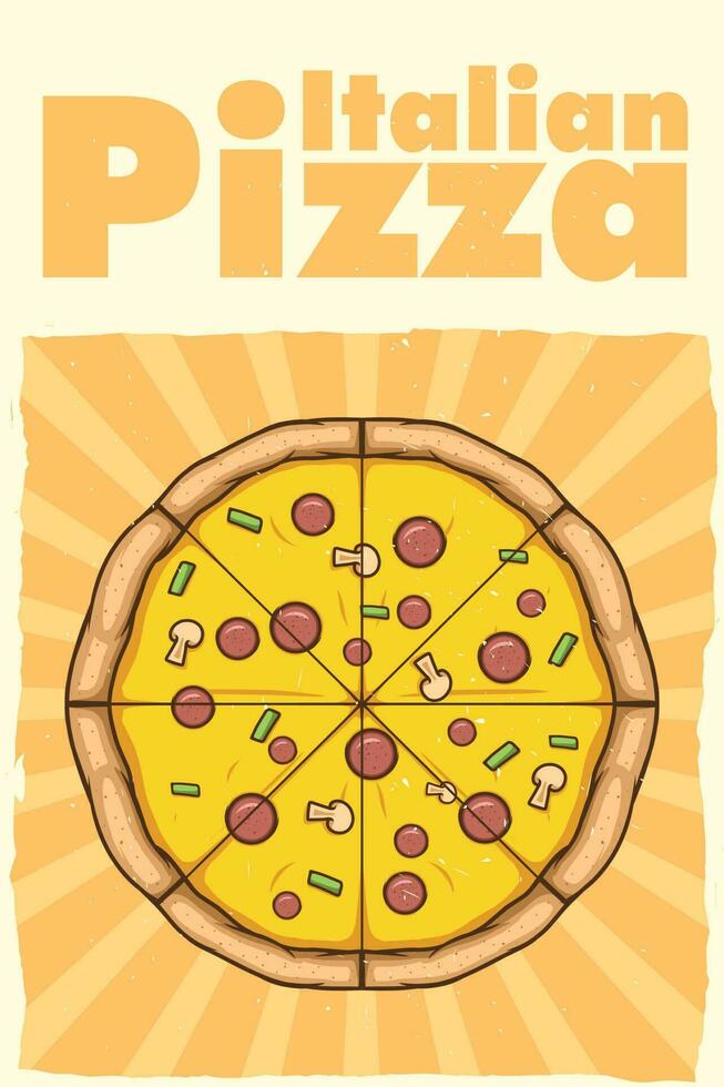 Italiaans pizza poster voor afdrukken vector