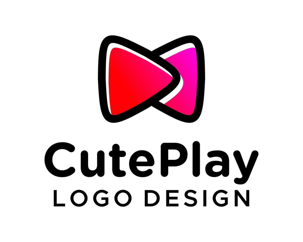 roze en zwart logo ontwerp met een rood driehoek en de woord schattig Speel logo Aan het. vector