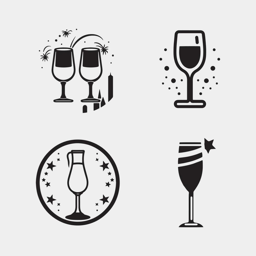 reeks van wijn glas icoon vector gemakkelijk ontwerp symbolen