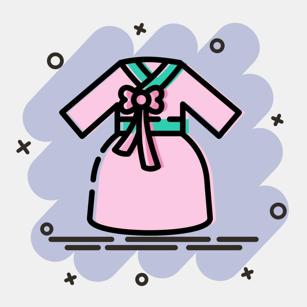 icoon hanbok jurk. zuiden Korea elementen. pictogrammen in grappig stijl. mooi zo voor afdrukken, affiches, logo, advertentie, infografieken, enz. vector