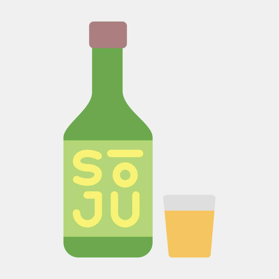 icoon soju Koreaans alcohol. zuiden Korea elementen. pictogrammen in vlak stijl. mooi zo voor afdrukken, affiches, logo, advertentie, infografieken, enz. vector