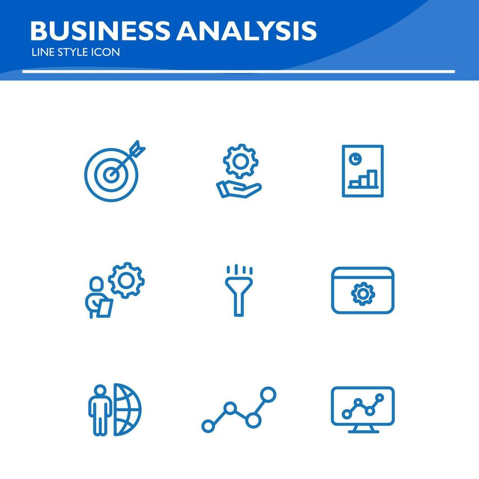 bedrijf analyse lijn icoon planning, financiering, studiebeurs, publiek, presentatie, afzet vector