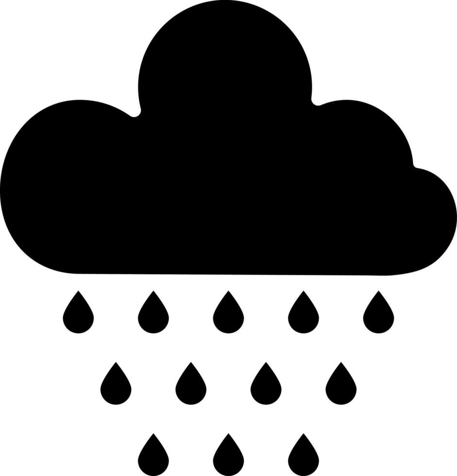 regenachtig weer glyph icoon in zwart en wit kleur. vector