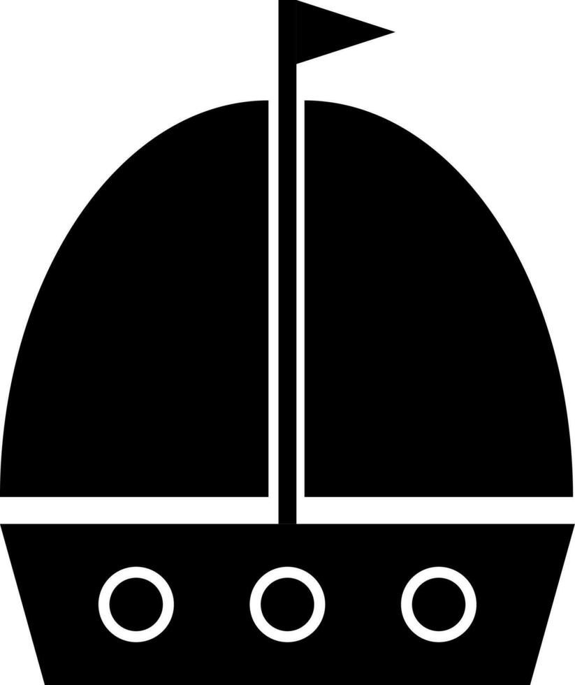 vlak stijl zeilboot icoon in zwart en wit kleur. vector