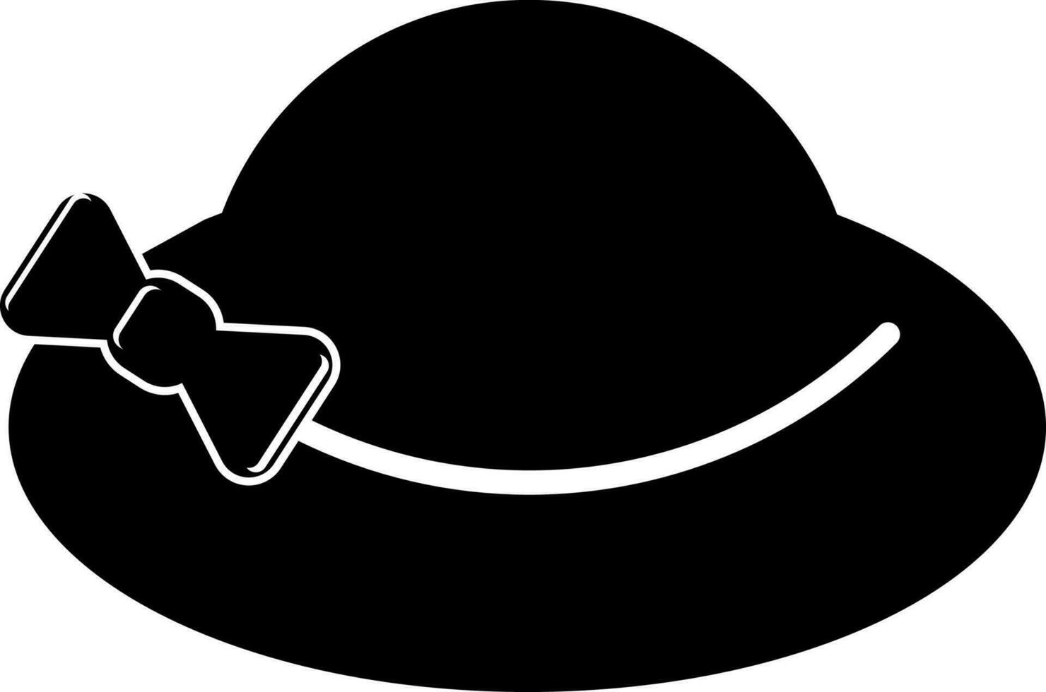 zwart en wit Pamela hoed icoon of symbool. vector