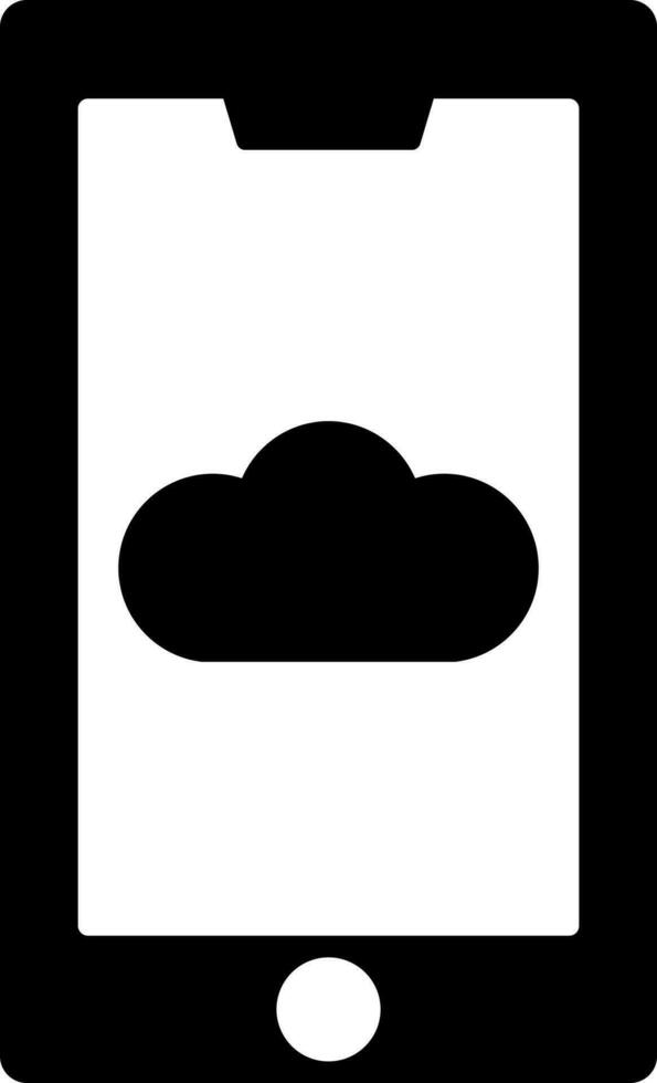 wolk Aan smartphone scherm glyph icoon of symbool. vector