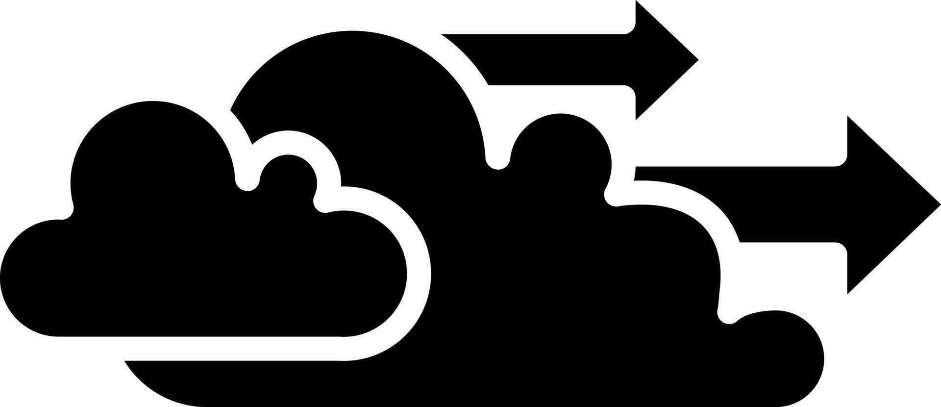 illustratie van bewolkt icoon in zwart kleur. vector