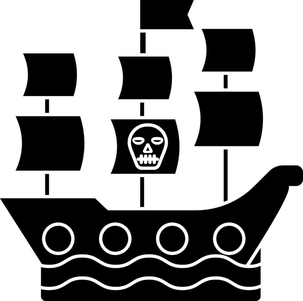 piraat schip icoon in zwart en wit kleur. vector