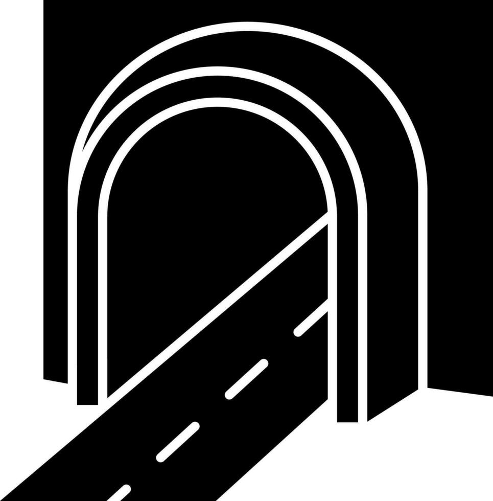 weg tunnel icoon in zwart en wit kleur. vector