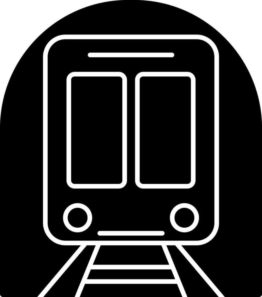 zwart en wit trein in vlak stijl. glyph icoon of symbool. vector