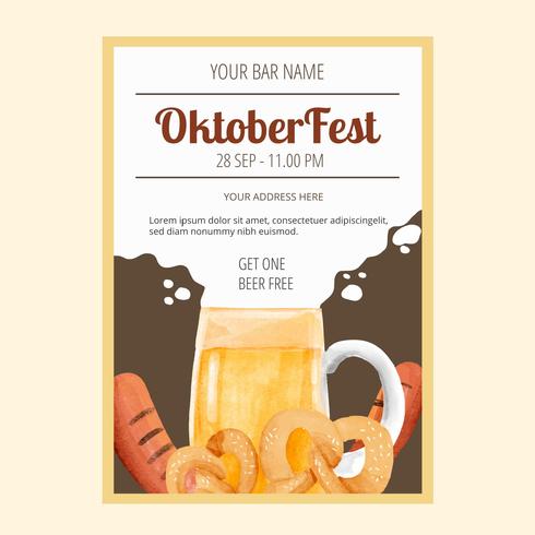 Aquarel Oktoberfest Flyer vector