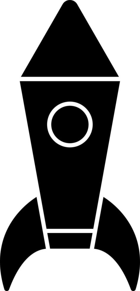 glyph icoon of symbool van raket in zwart en wit kleur. vector