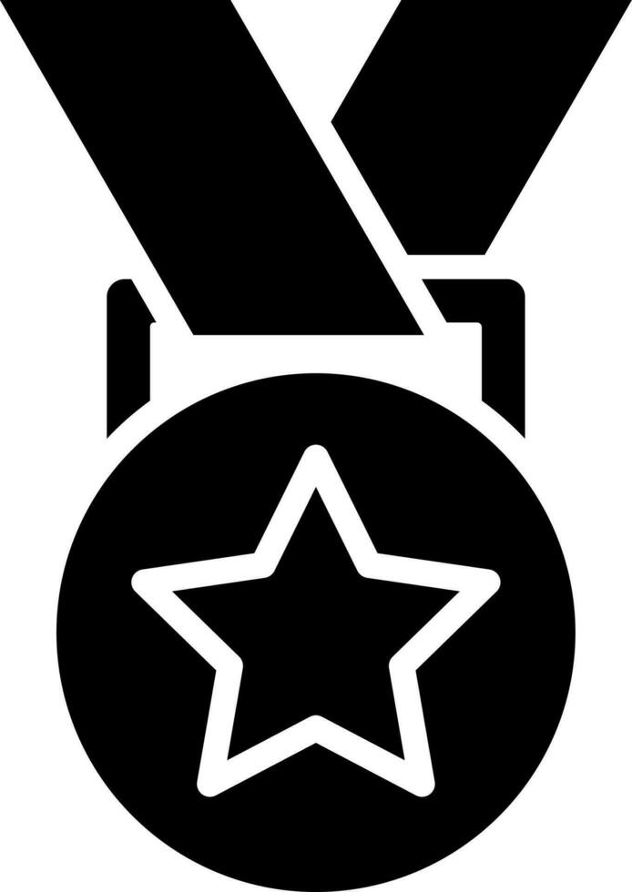 zwart en wit illustratie van ster medaille icoon. vector
