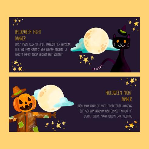 Aquarel Halloween-banners vector