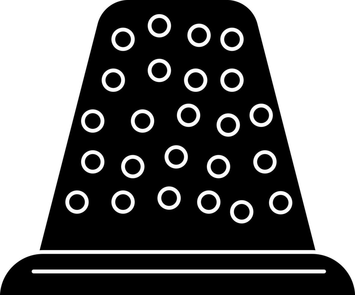 naaien vingerhoed in zwart en wit kleur. glyph icoon of symbool. vector