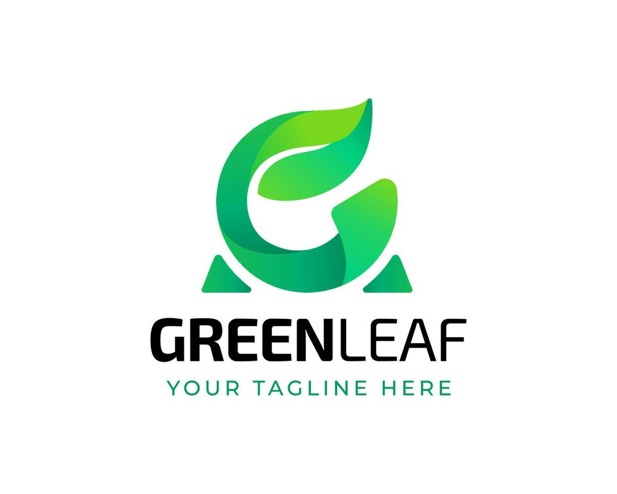 brief ga of ga blad met groen gradatie logo vector
