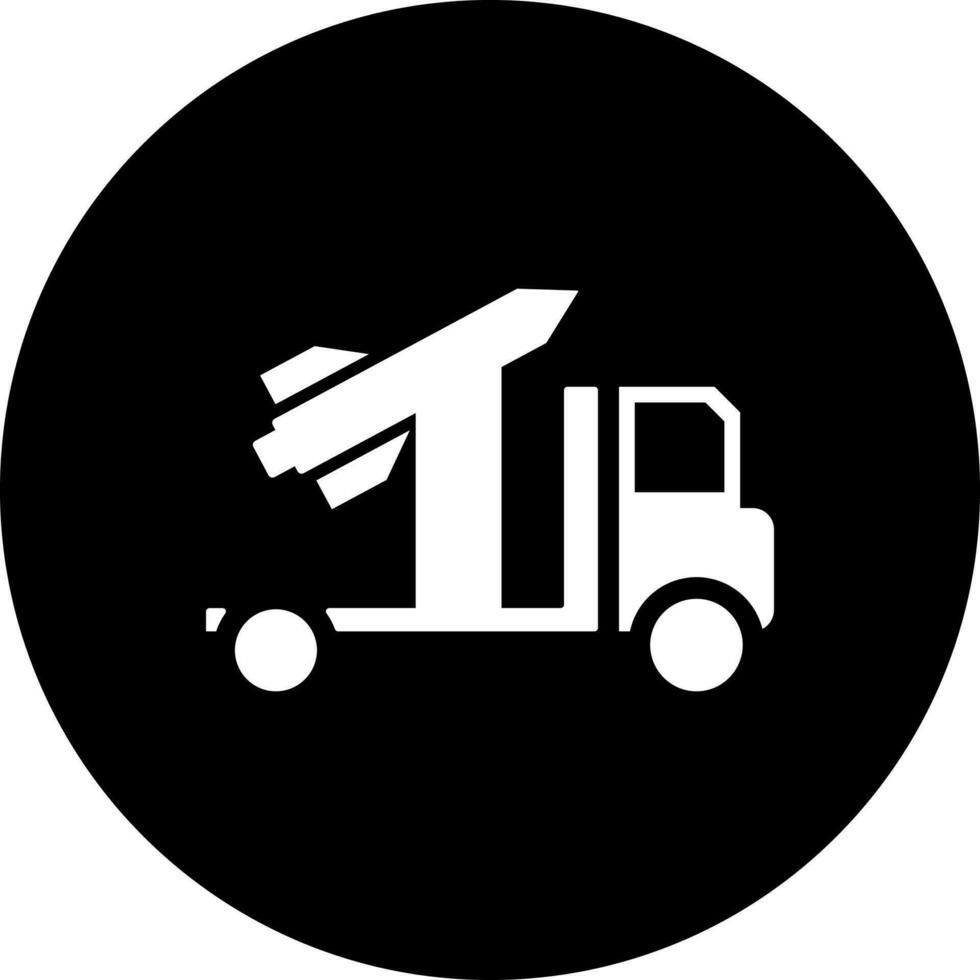 zwart en wit illustratie van raket vrachtauto icoon. vector