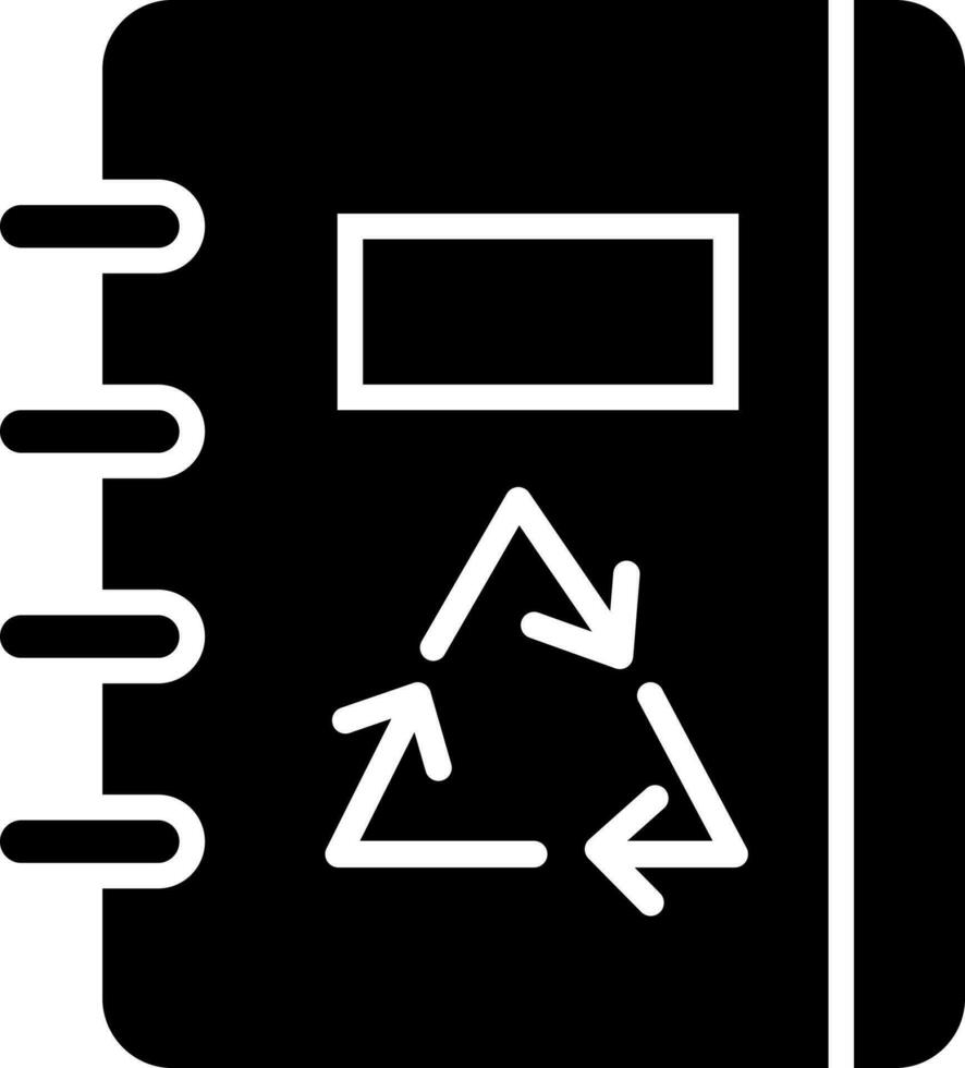 vlak stijl, zwart en wit recycle notitieboekje icoon of symbool. vector
