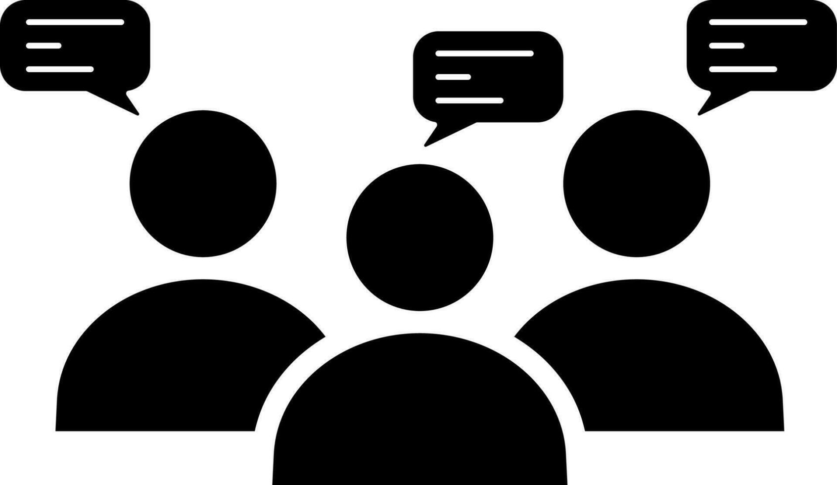 zwart en wit groep mensen pratend icoon in vlak stijl. vector