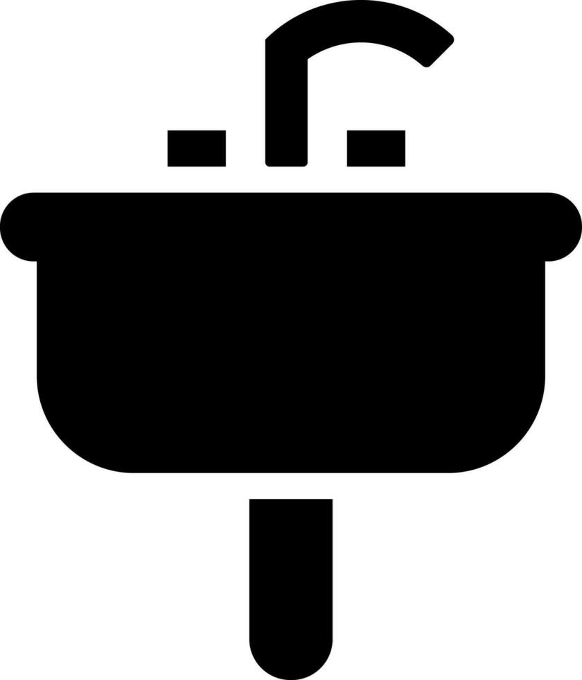 wastafel icoon of symbool in zwart en wit kleur. vector