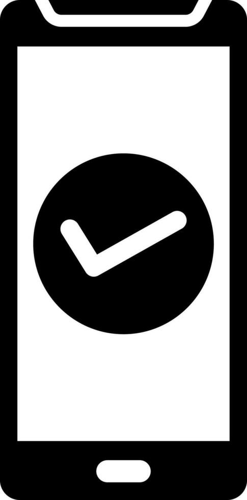 zwart en wit illustratie van mobiel verificatie icoon. vector