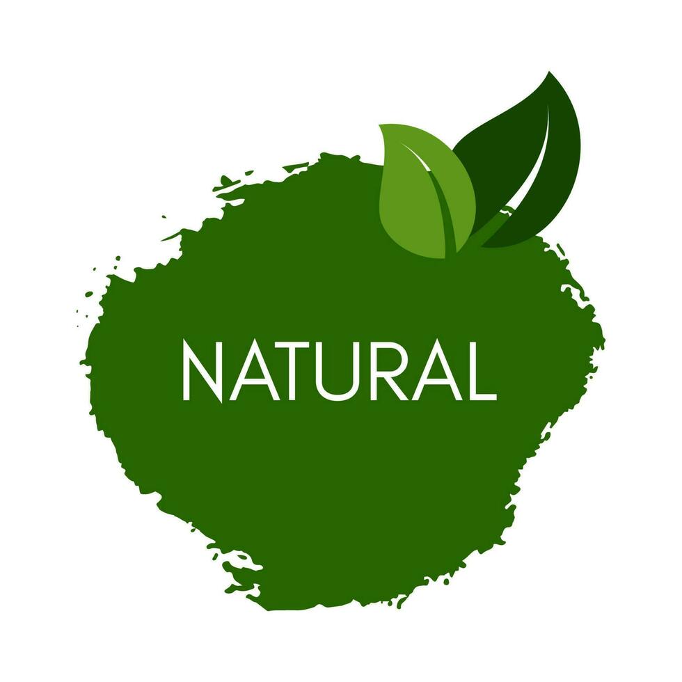 groen natuurlijk bio label. de opschrift natuurlijk Aan groen etiket Aan hand- getrokken vlekken. vector illustratie