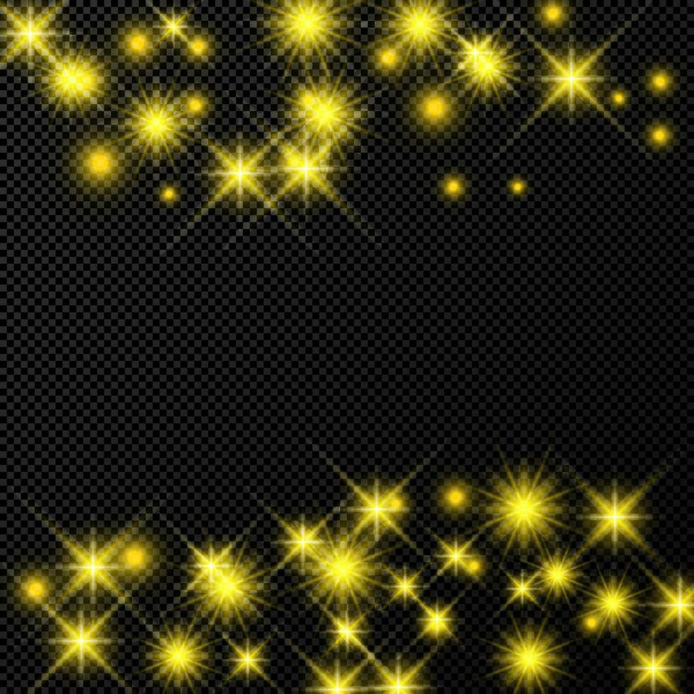 goud backdrop met sterren en stof sparkles geïsoleerd Aan donker vector