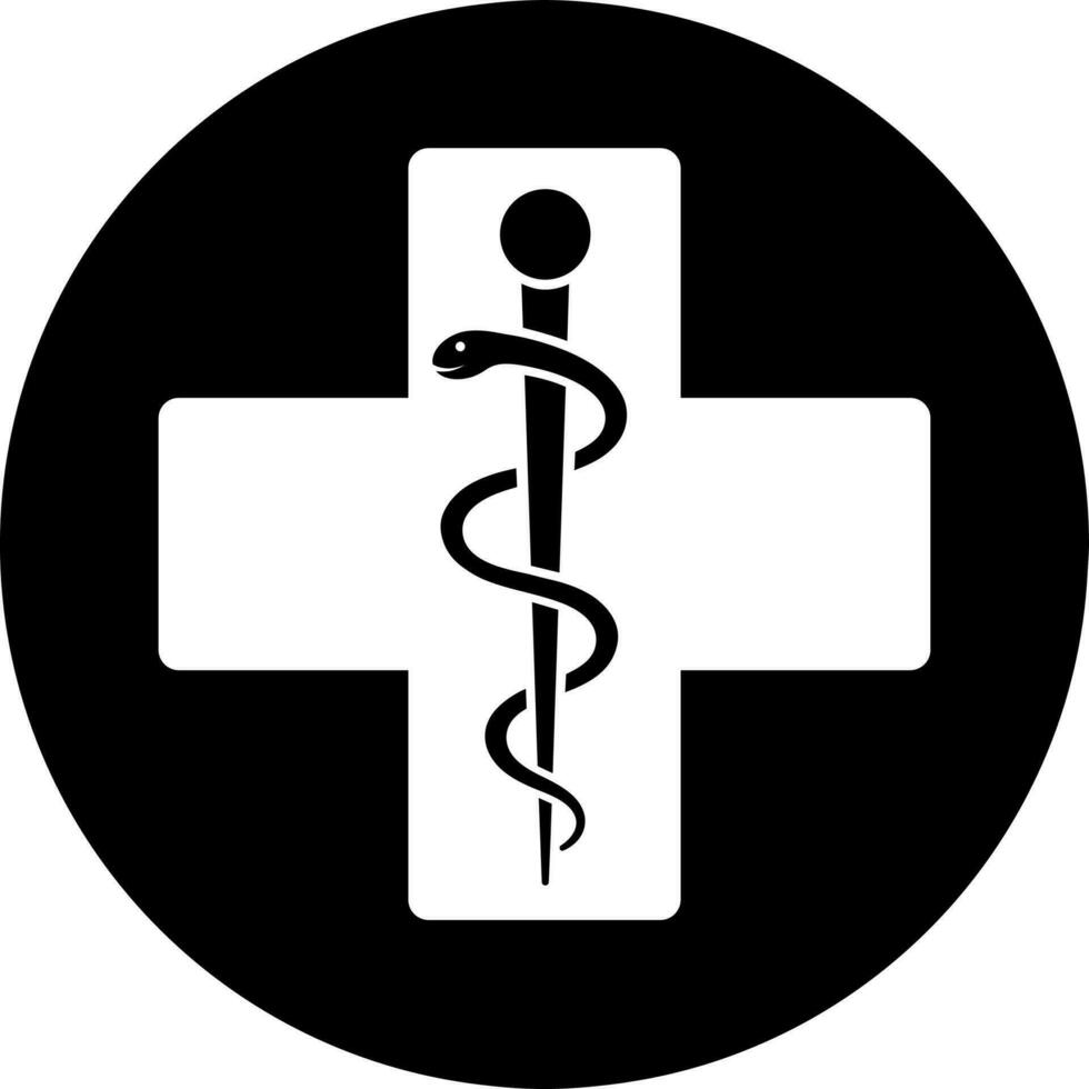 medisch teken of caduceus icoon in zwart en wit kleur. vector