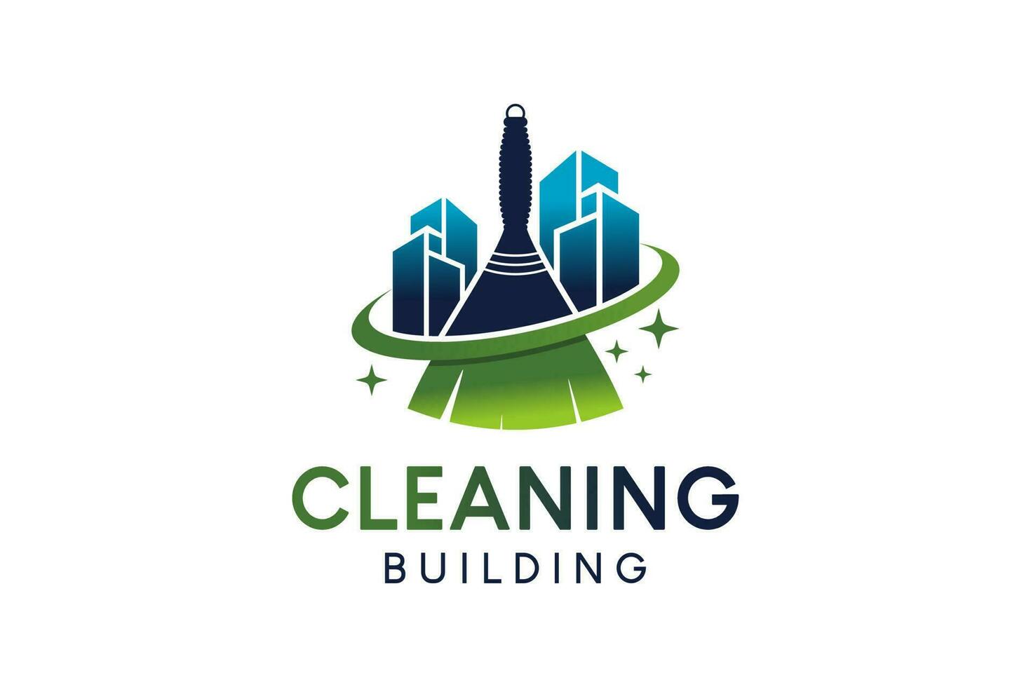 gebouw schoonmaak en schoonmaak onderhoud logo ontwerp met creatief concept vector