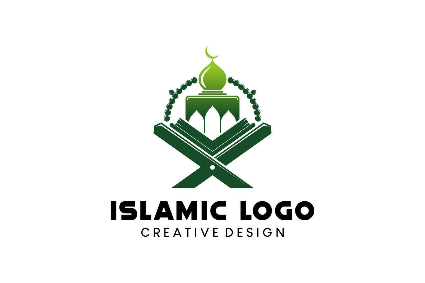 moskee logo ontwerp met koran tafel voor Islamitisch symbool vector