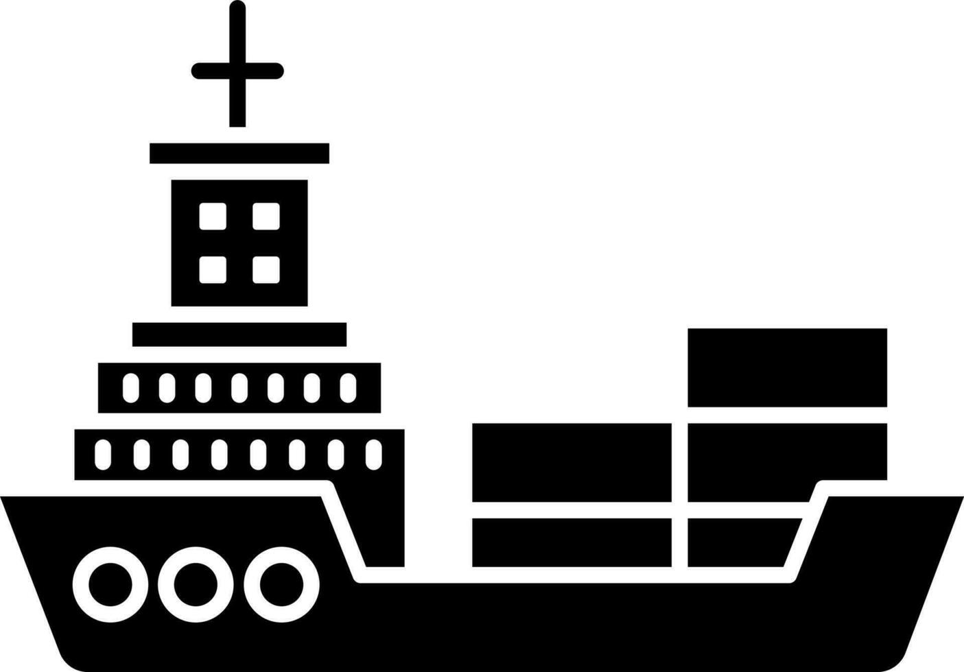 schip icoon of symbool in zwart en wit kleur. vector