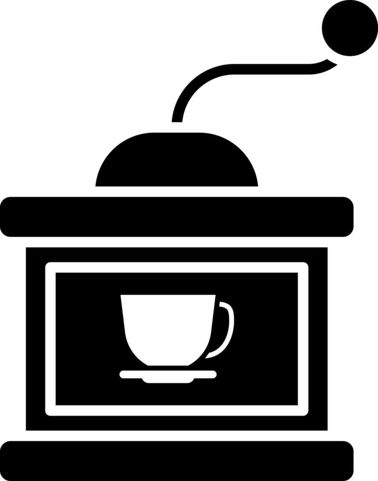 zwart en wit koffie Slijper machine met kop en bord. vector