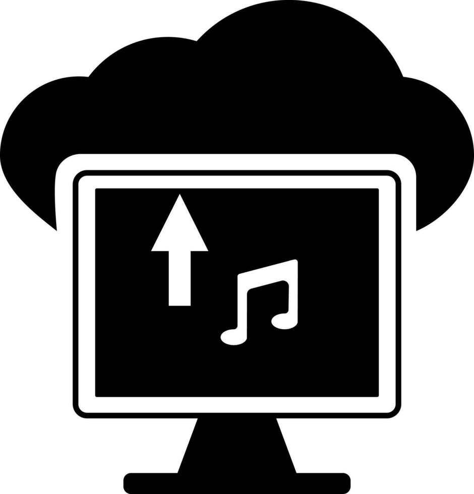 vlak stijl zwart en wit downloaden muziek- door computer Aan wolk. vector