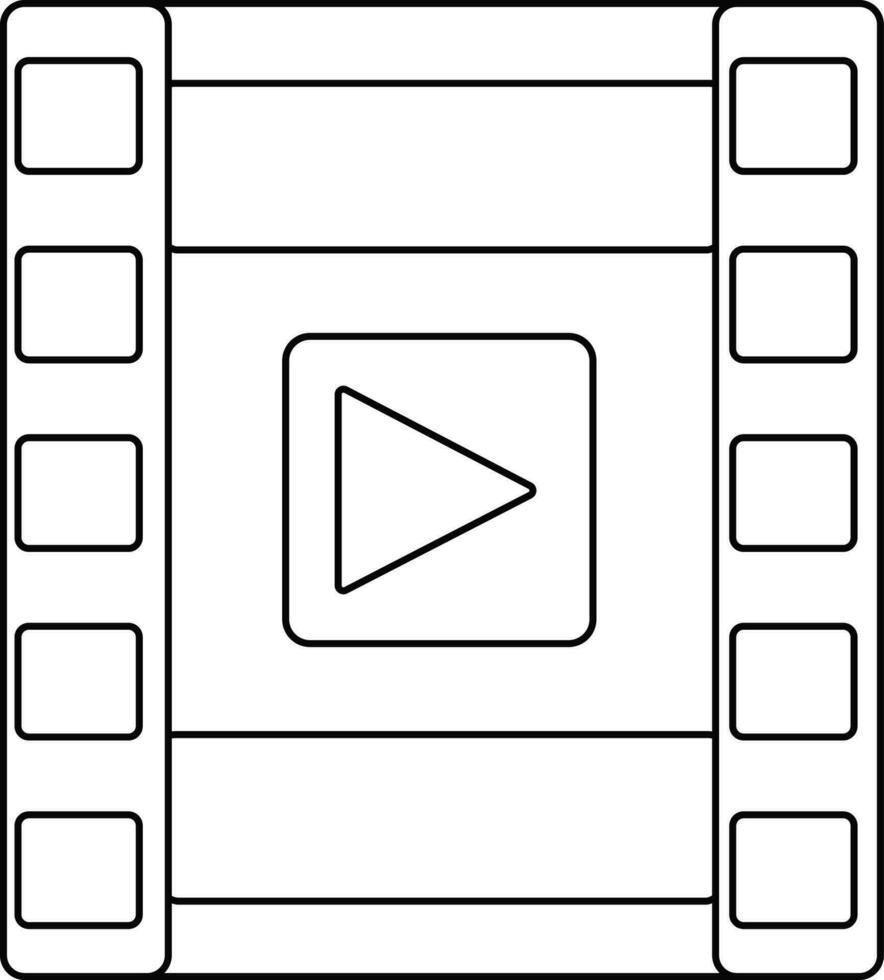 vlak stijl film strip met Speel knop. zwart lijn kunst illustratie. vector