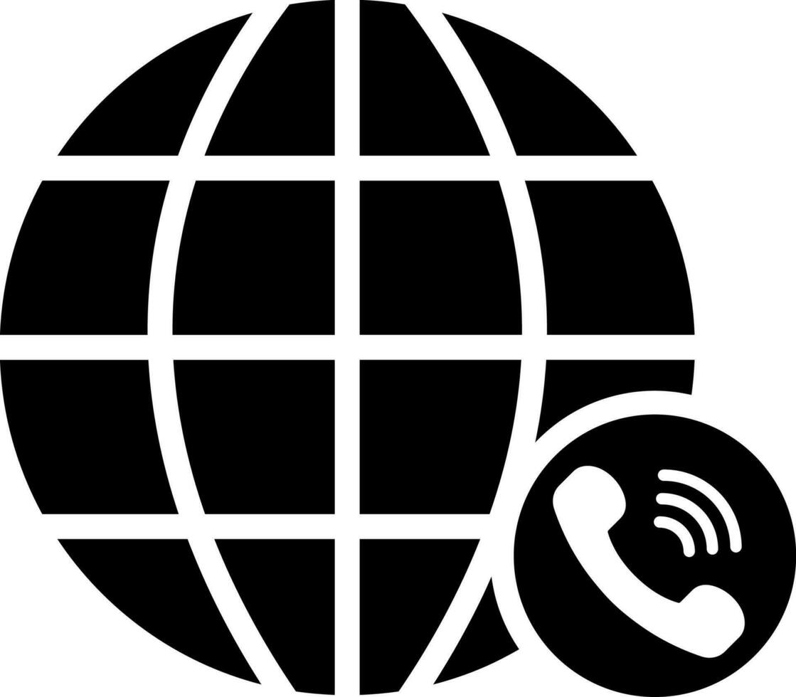 Internationale telefoontje icoon in zwart en wit kleur. vector