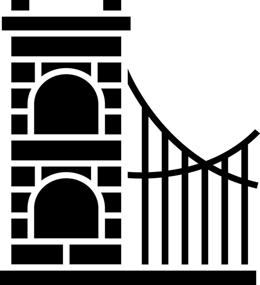 gouden poort brug icoon in zwart en wit kleur. vector