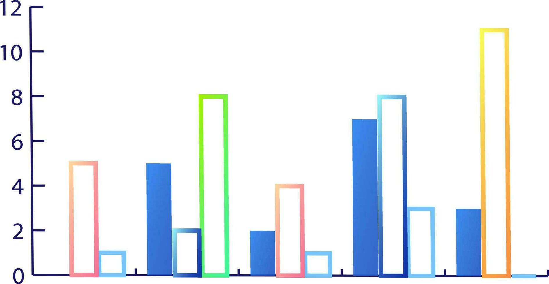 lijn kunst illustratie van kleurrijk bar grafiek. vector